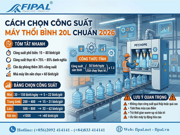 Cách chọn Công Suất Máy Thổi Bình 20L Phù Hợp? Cách Tính Chuẩn Nhất 2026