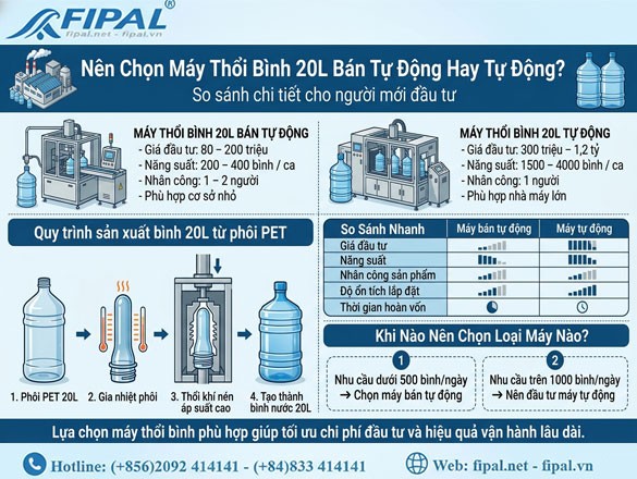 Máy Thổi Bình 20L Bán Tự Động Hay Tự Động?